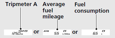  To reset the tripmeter, average fuel mileage and fuel consumption