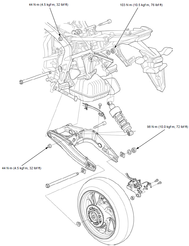 Rear wheel/suspension