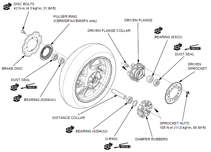 Rear wheel/suspension
